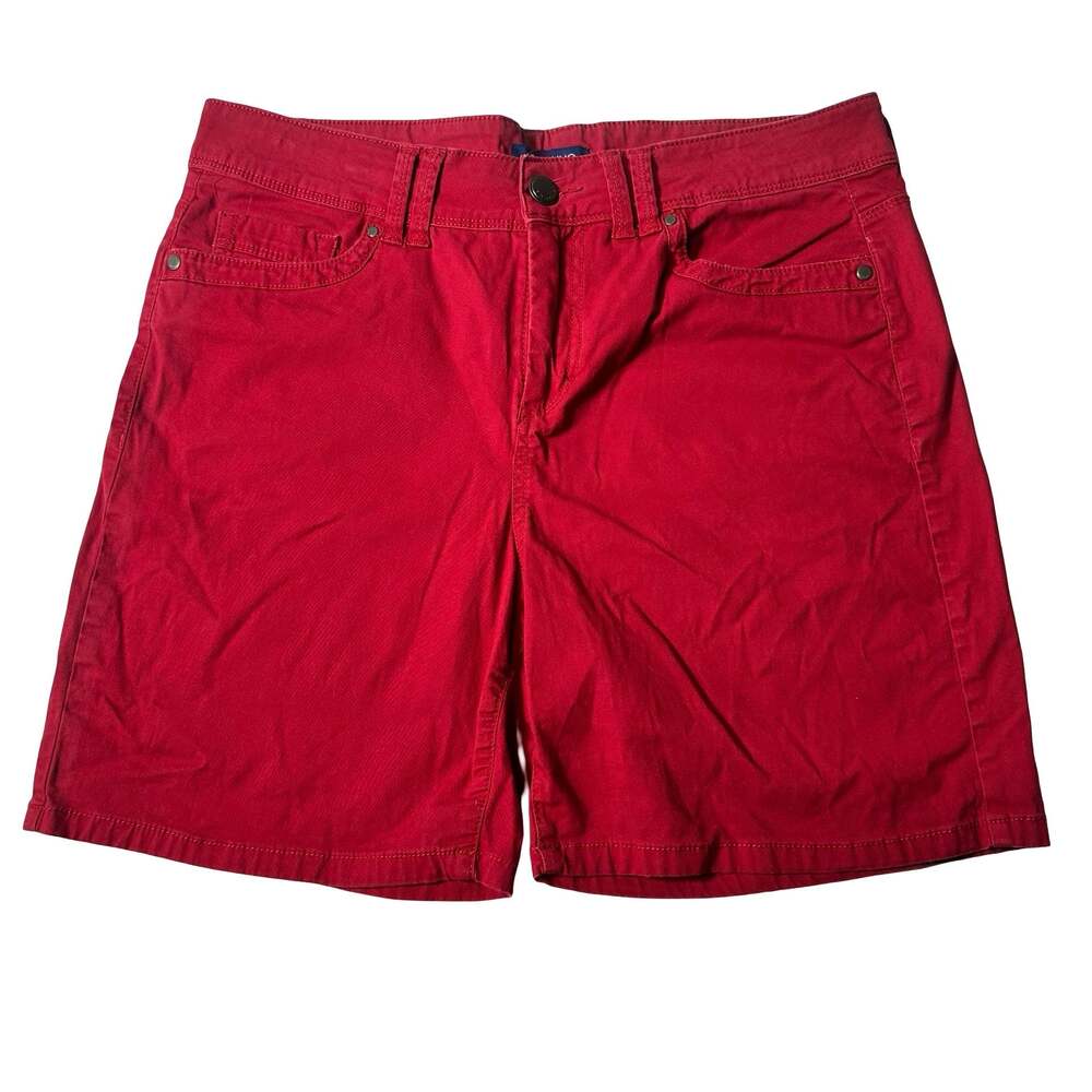 Bandolino Amalia Women’s Red Denim Shorts Size 8 Mid Rise Stretch
